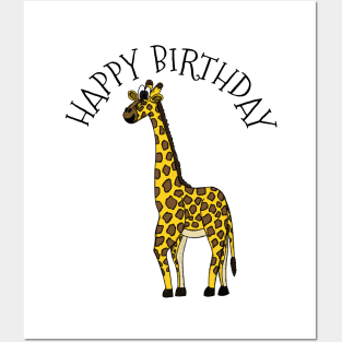 Giraffe Happy Birthday Wildlife Safari Animal Lover Posters and Art